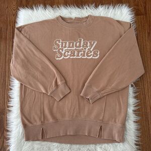 Aerie The Chill Crew Sweatshirt Women XS Oversized Sunday Scaries Terry Crewneck